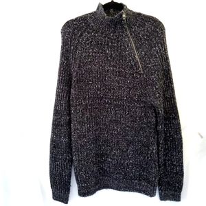 Only & Sons Knit Sweater with High Neck Asymmetric Zip Chunky Pullover Size M